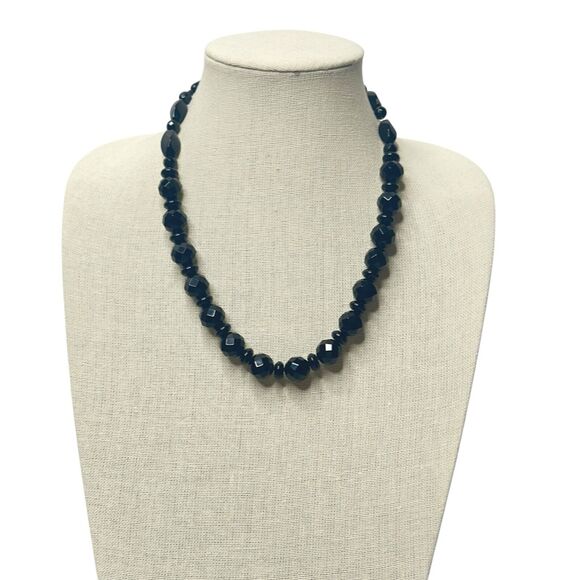 JAY KING DTR Black Onyx Necklace Faceted & Smooth Stone 925 Mine Finds 18"-20" - Picture 2 of 11